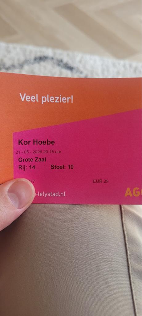 Kor Hoebe, Lelystad, 21-05-2026, 3 tickets., Tickets en Kaartjes, Theater | Cabaret en Komedie, Drie personen of meer, Mei