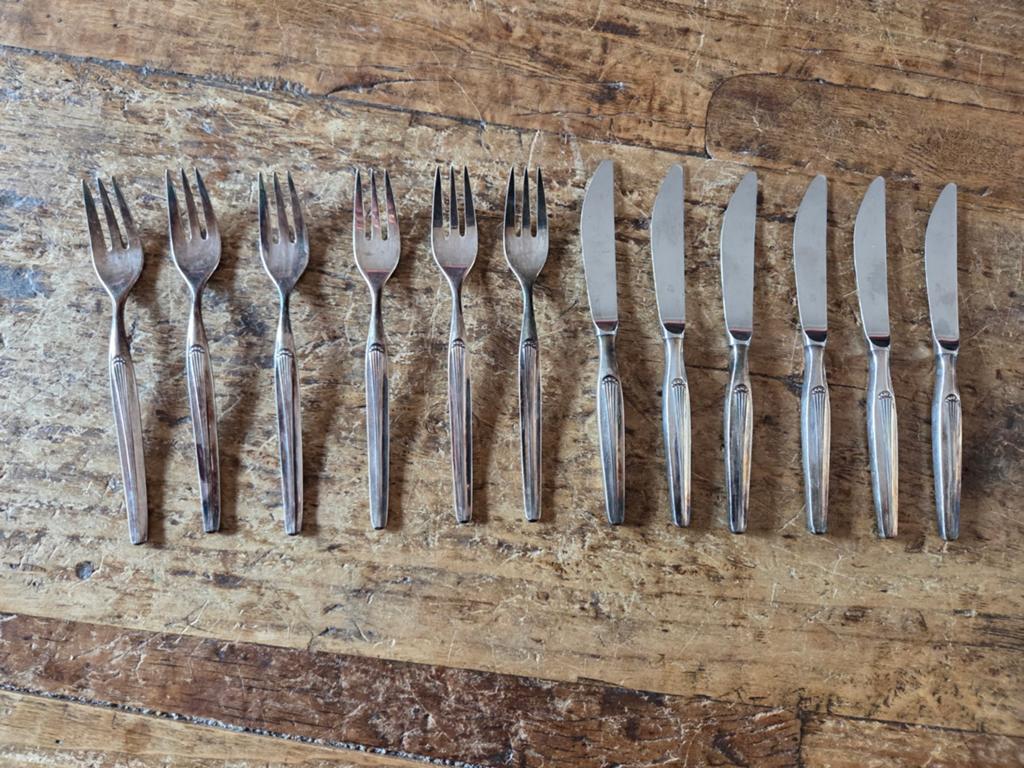 Te koop 12-delig antiek zilver dessertbestek van WMF, Ophalen of Verzenden