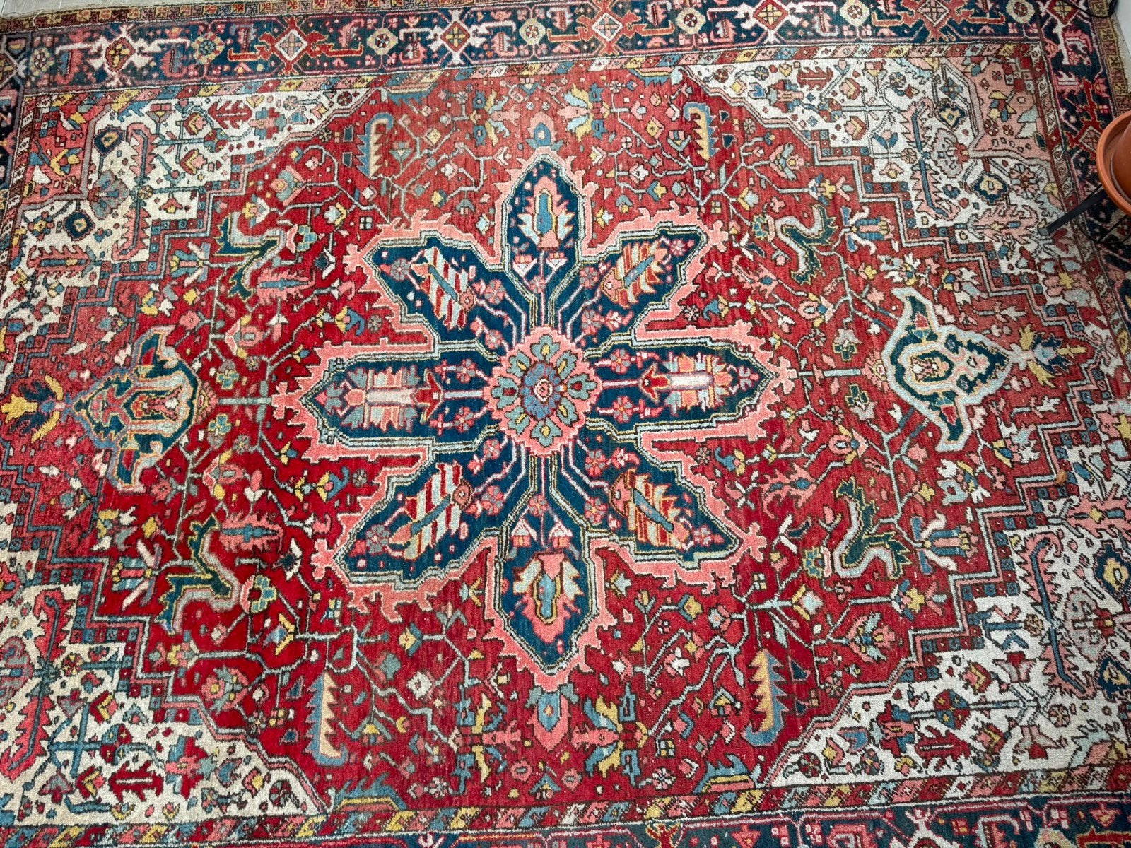 Antiek Perzisch Heriz tapijt - ca. 1920 - 260 x 350 cm, Ophalen, Gebruikt, Blauw, 200 cm of meer