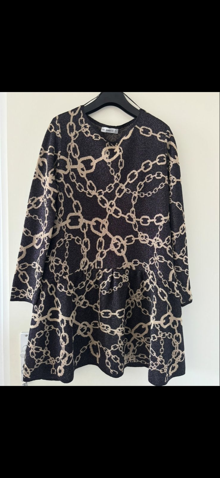 Zara Knit jurk met kettingprint, Zwart, Ophalen of Verzenden, Zo goed als nieuw, Maat 36 (S)