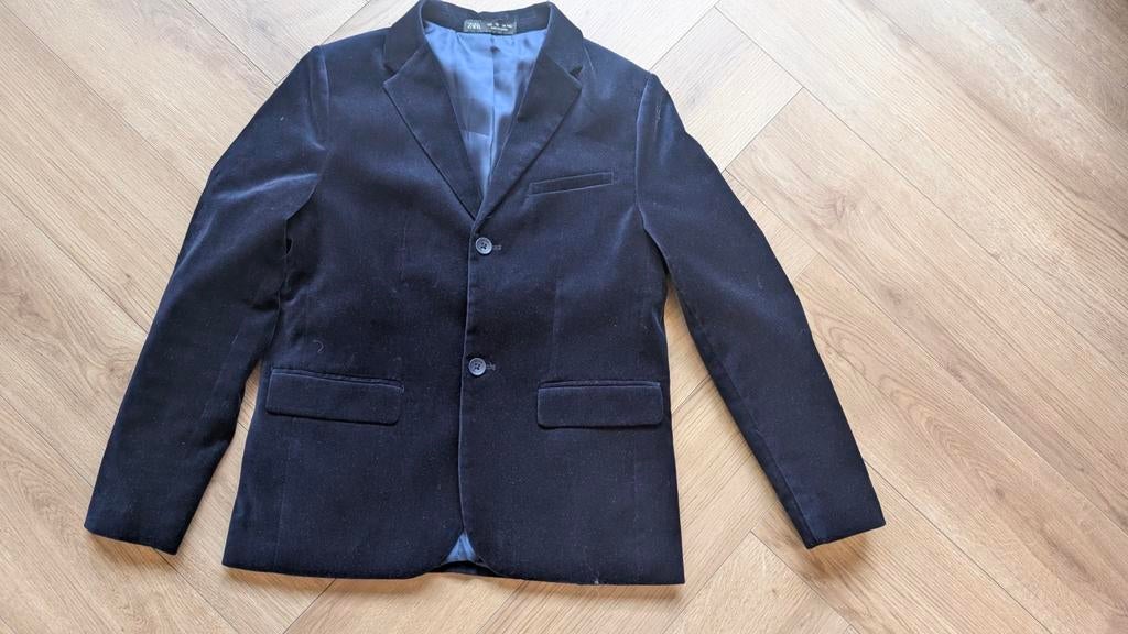 Zara fluwelen jasje marineblauw met overhemd, Ophalen of Verzenden, Zo goed als nieuw, Jongen, Overhemd of Blouse