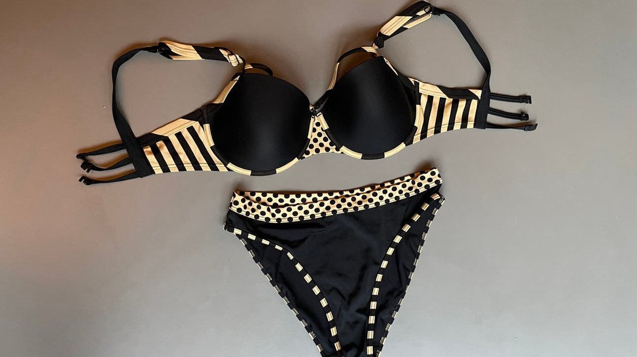 Marlies Dekkers Bikini Set Zwart/Goud - Broekje S, Top 75E, Ophalen of Verzenden, Zo goed als nieuw, Zwart, Bikini