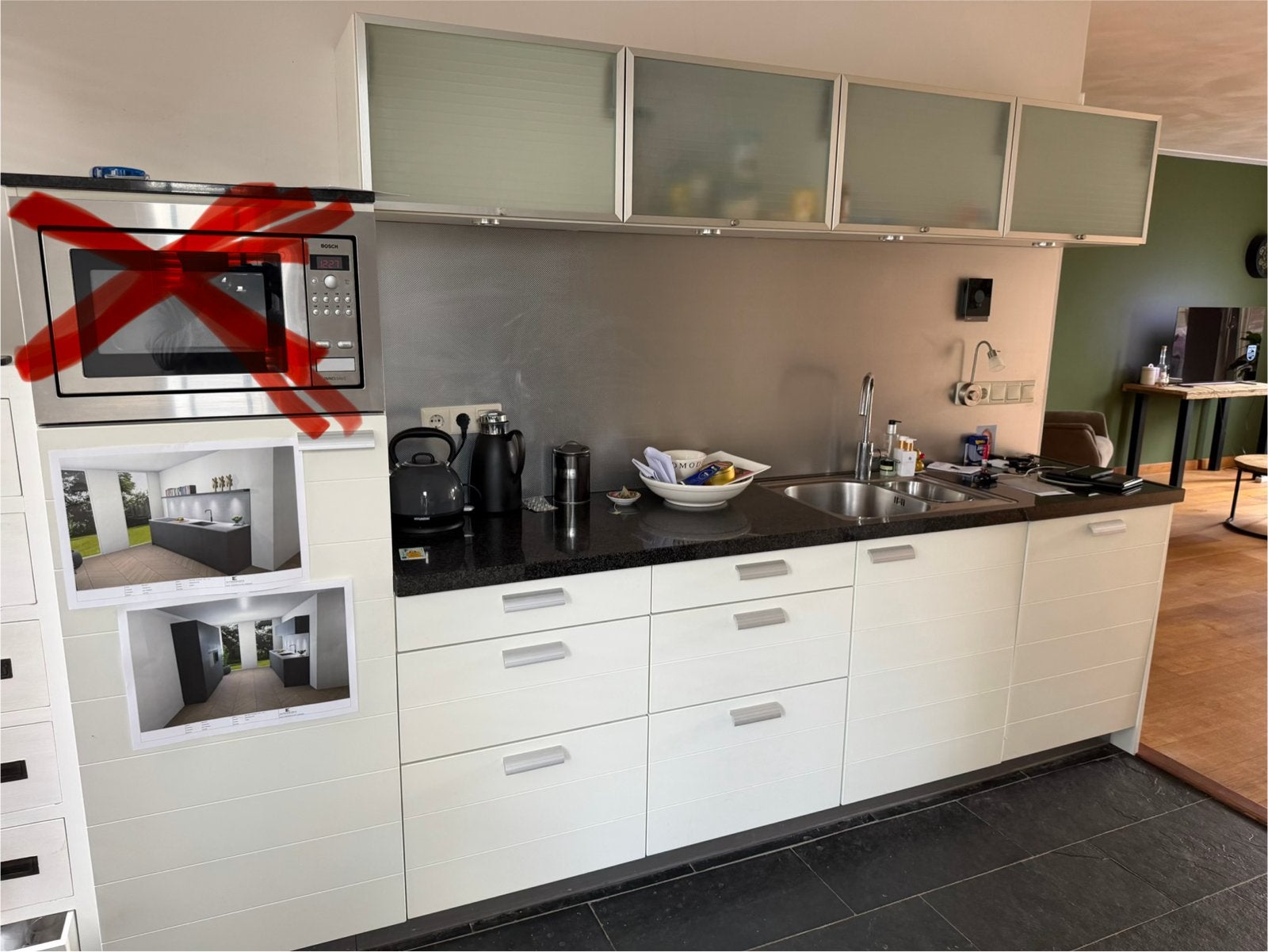 Witte keuken met gaskookplaat Moet snel weg!, Huis en Inrichting, Keuken | Complete keukens, Ophalen of Verzenden, Gebruikt, Wit