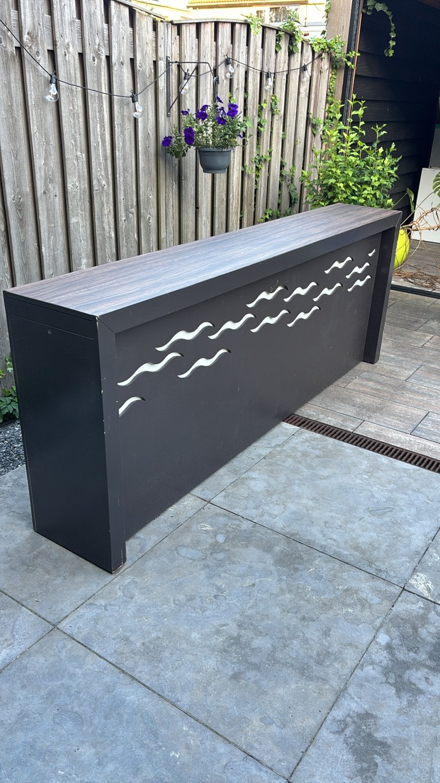 Stijlvolle (buiten)bar met uniek golfdesign, Ophalen, Gebruikt, Rechthoekig, Hout