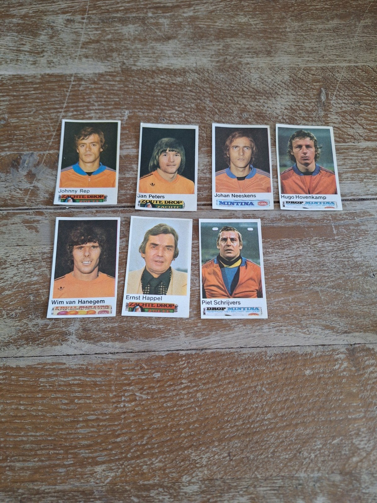 stickers Nederlands elftal Rep, Hanegem, Neeskens, Happel, Ophalen of Verzenden, Zo goed als nieuw, Overige binnenlandse clubs