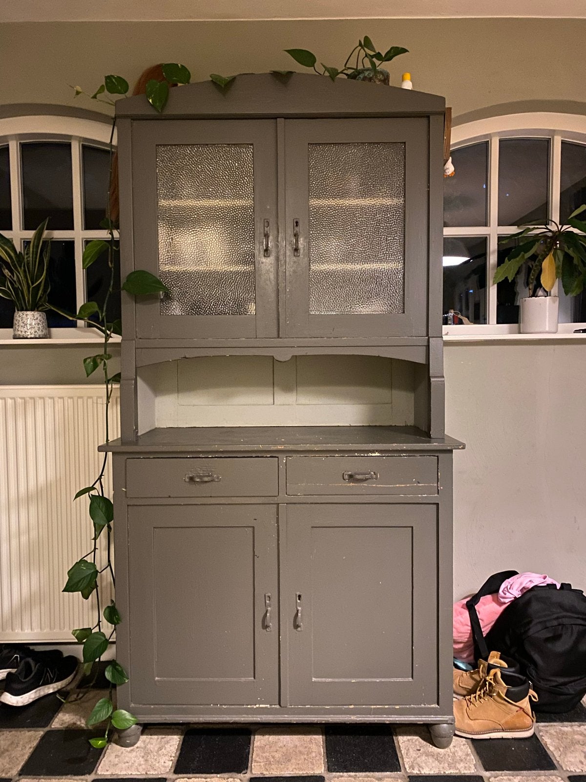 Vintage Grijze Keukenkast / Buffetkast, Ophalen of Verzenden