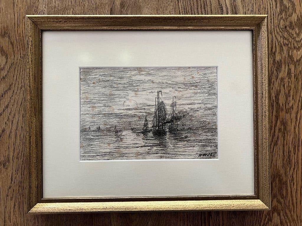 Hendrik Willem Mesdag, Zeilschepen op zee, Antiek en Kunst, Ophalen of Verzenden