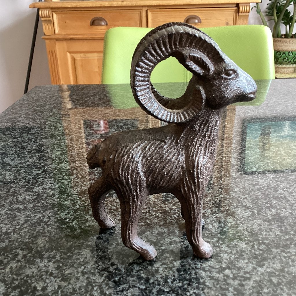Beeld, gietijzer, bok, ram, steenbok, gepatineerd, Ophalen, Beeld, Minder dan 20 cm, Zoogdier