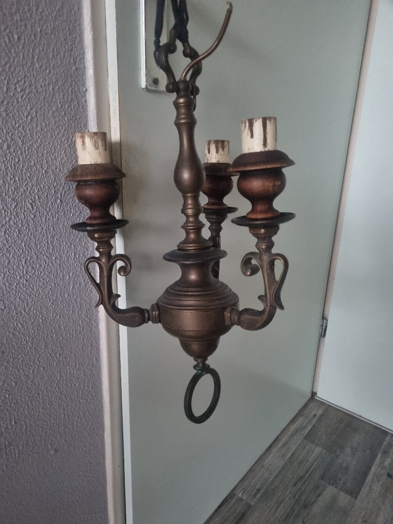 antiek koperen hanglamp, Ophalen of Verzenden