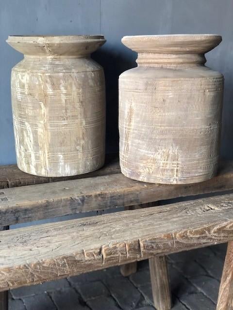 ONE OF A KIND UNIEK NIEUW oude houten pot uit NEPAL, Nieuw, Ophalen of Verzenden, Nvt, Nvt