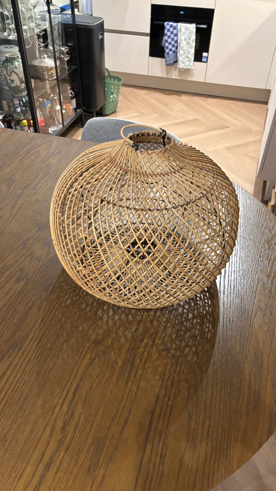 Rieten lampen kap - boho look, Huis en Inrichting, Lampen | Hanglampen, Ophalen, Zo goed als nieuw, Natuurlijk materiaal, Boho