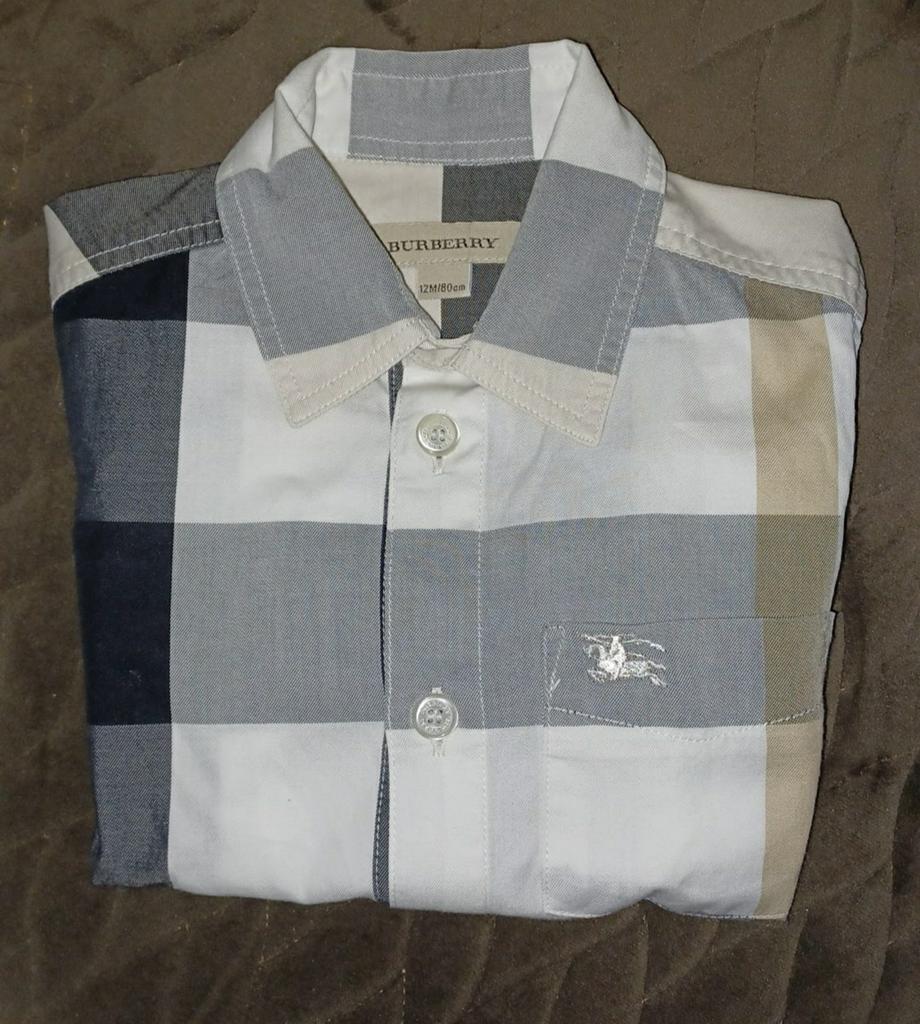 Burberry baby jongens overhemd maat 1 jaar 80 cm 100% katoen, Verzenden, Zo goed als nieuw, Overhemdje of Bloesje, Jongetje