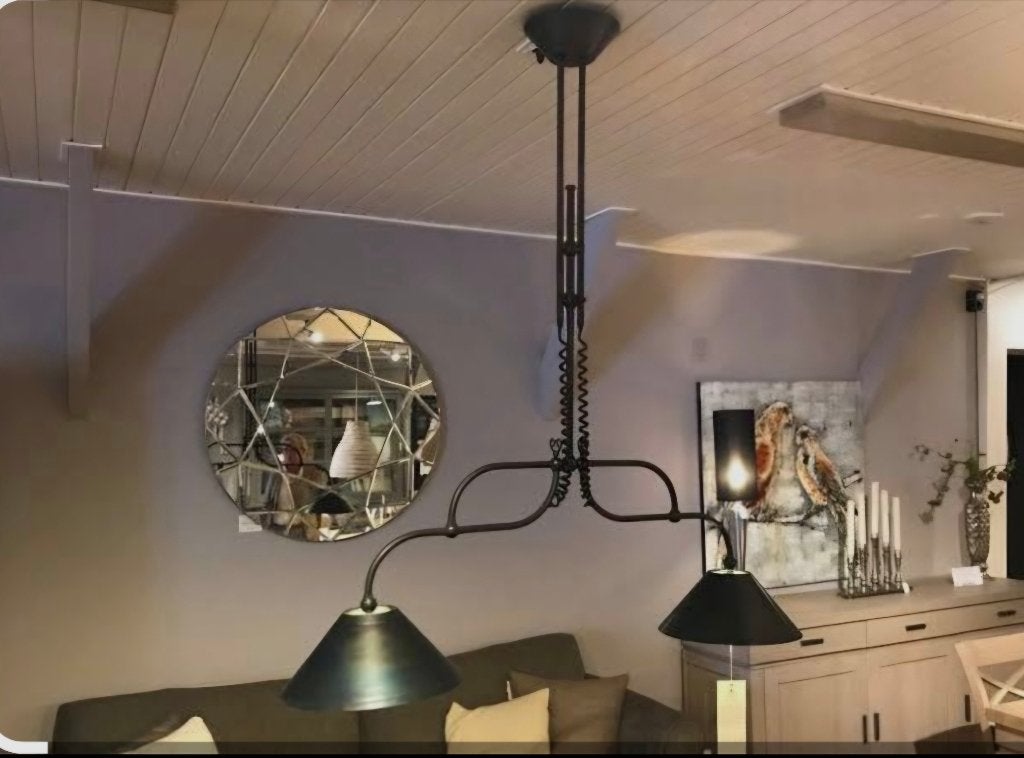 Vintage Gunther Lambert dubbele design-hanglamp, Huis en Inrichting, Ophalen, Gebruikt, Vintage, Industrieel, Mid-century, E27 (groot)