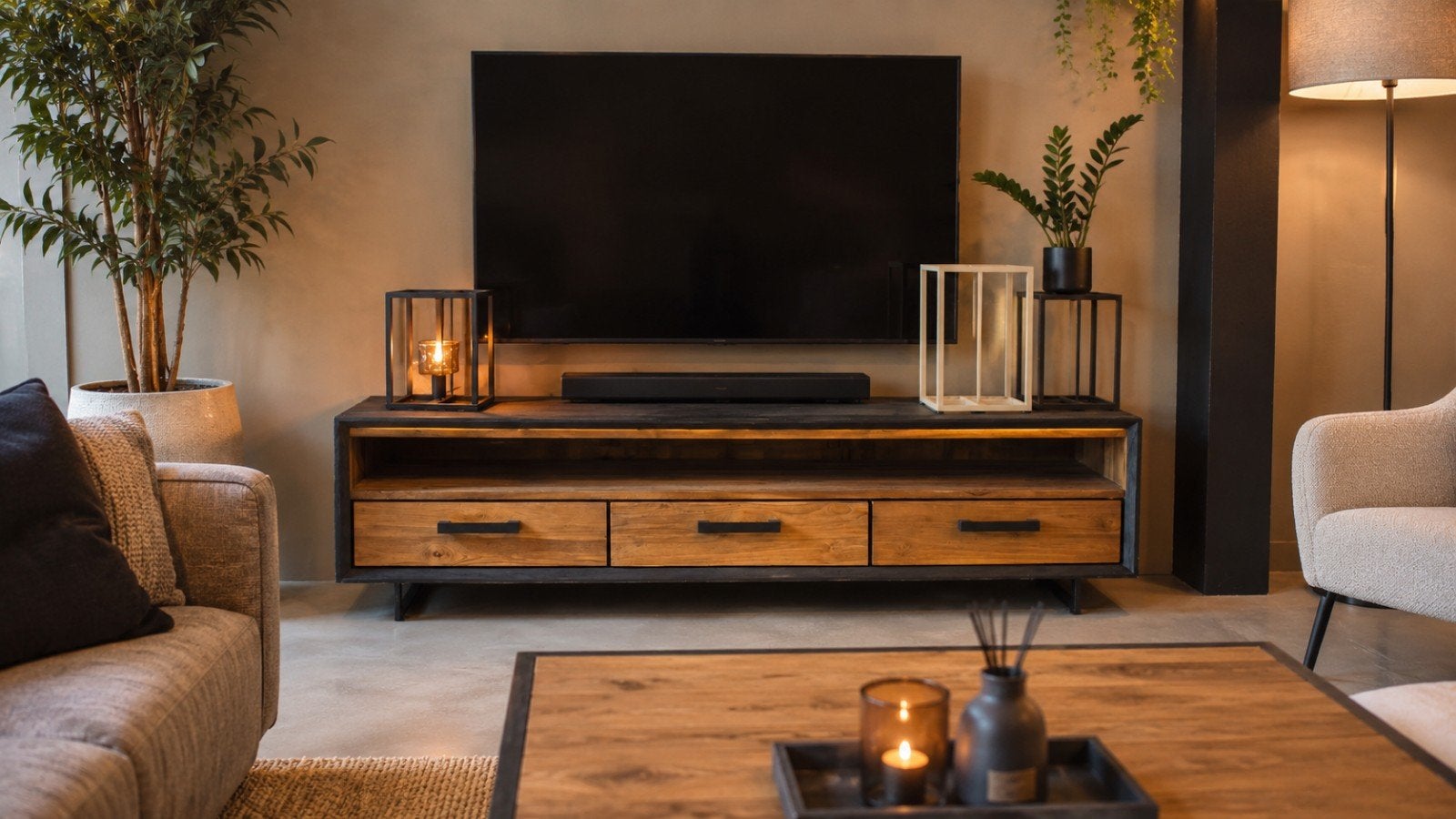 Tv dressoir 160cm teak zwart naturel, Ophalen