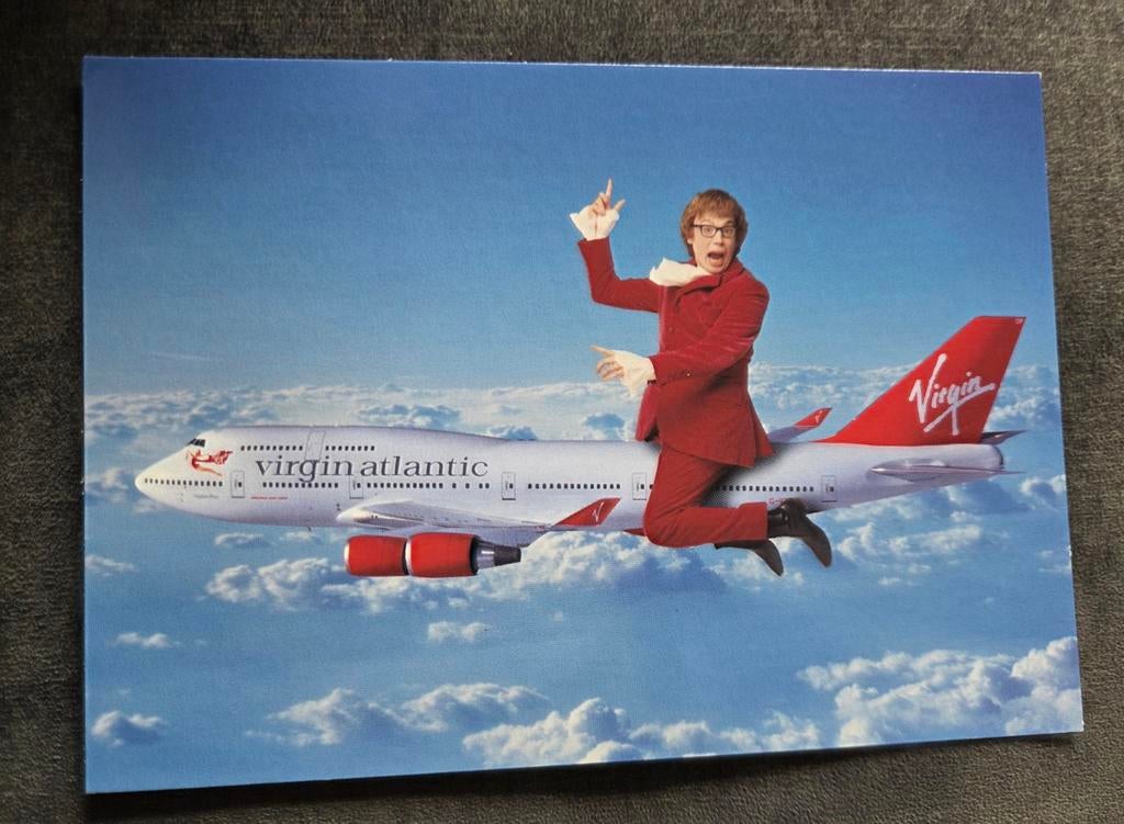 Austin Powers op een vliegtuig van Virgin Atlantic, Verzamelen, Verzenden, 1980 tot heden, Ongelopen, Sterren en Beroemdheden