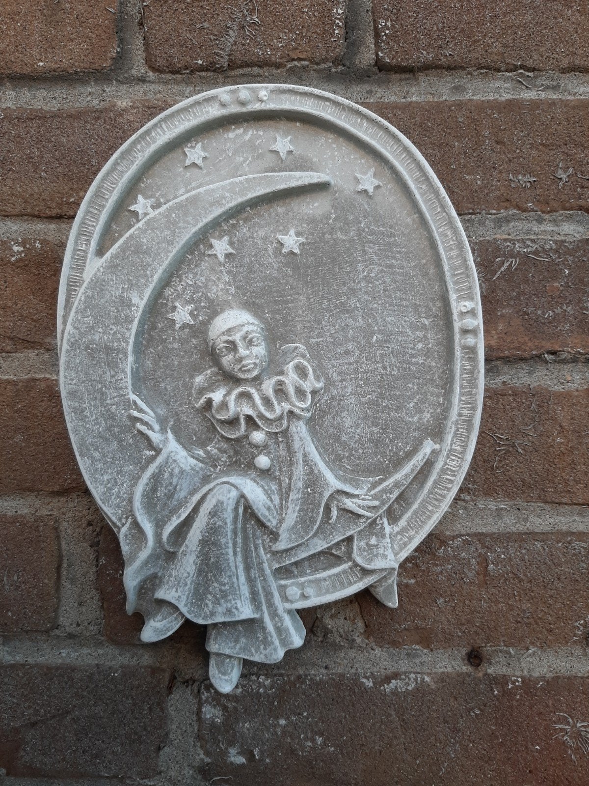 Pierrot wanddecoratie betonnen beeld tuinbeeld beton, Ophalen of Verzenden