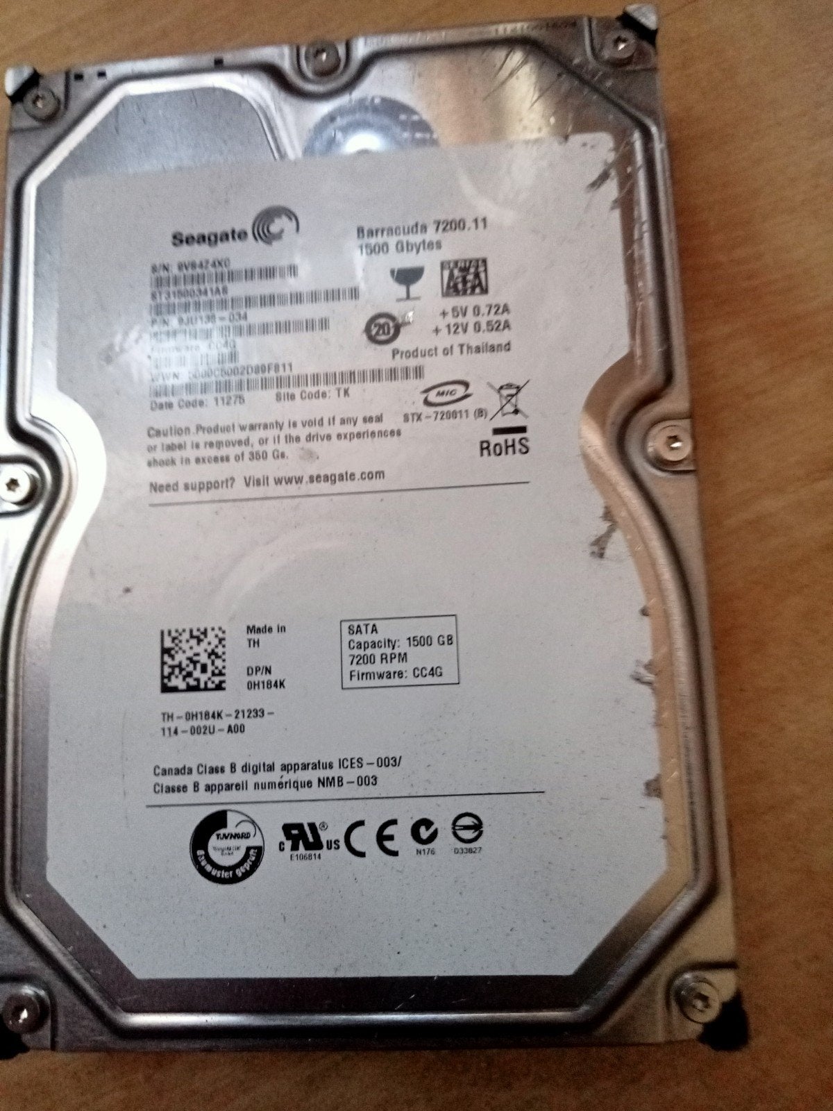 Seagate Barracuda 1.5TB SATA HDD - 7200 RPM, Computers en Software, Harde schijven, Intern, Gebruikt, Ophalen of Verzenden, Seagate