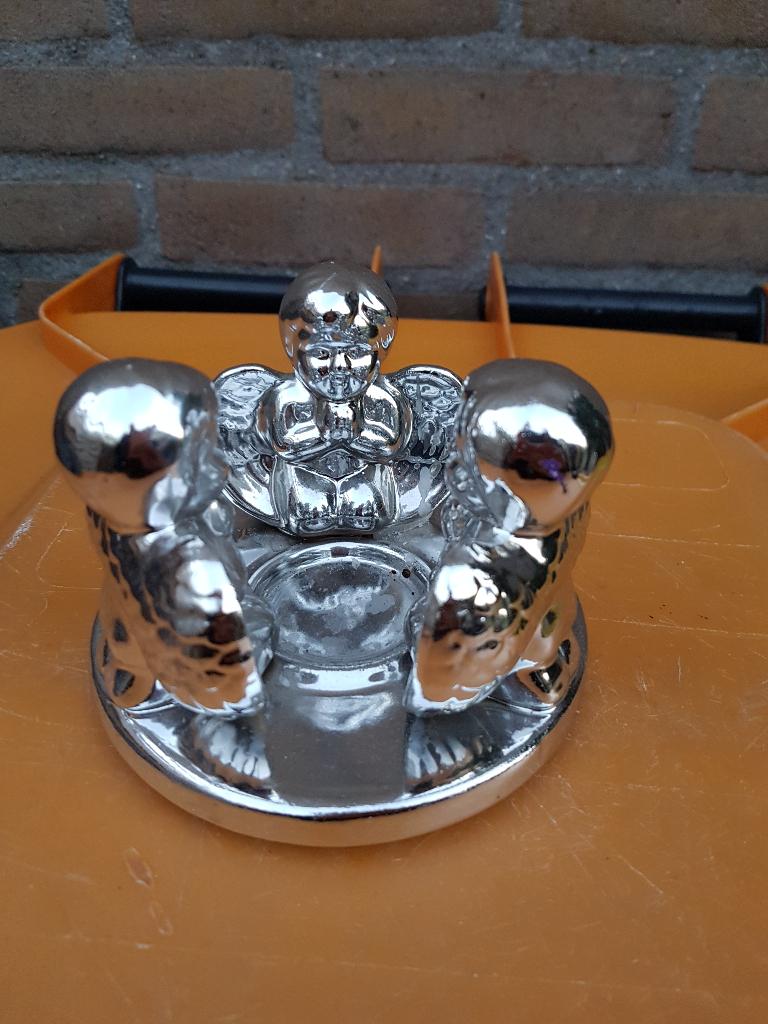 Waxinelicht houder 3 engeltjes, Ophalen of Verzenden, Overige materialen, Minder dan 25 cm