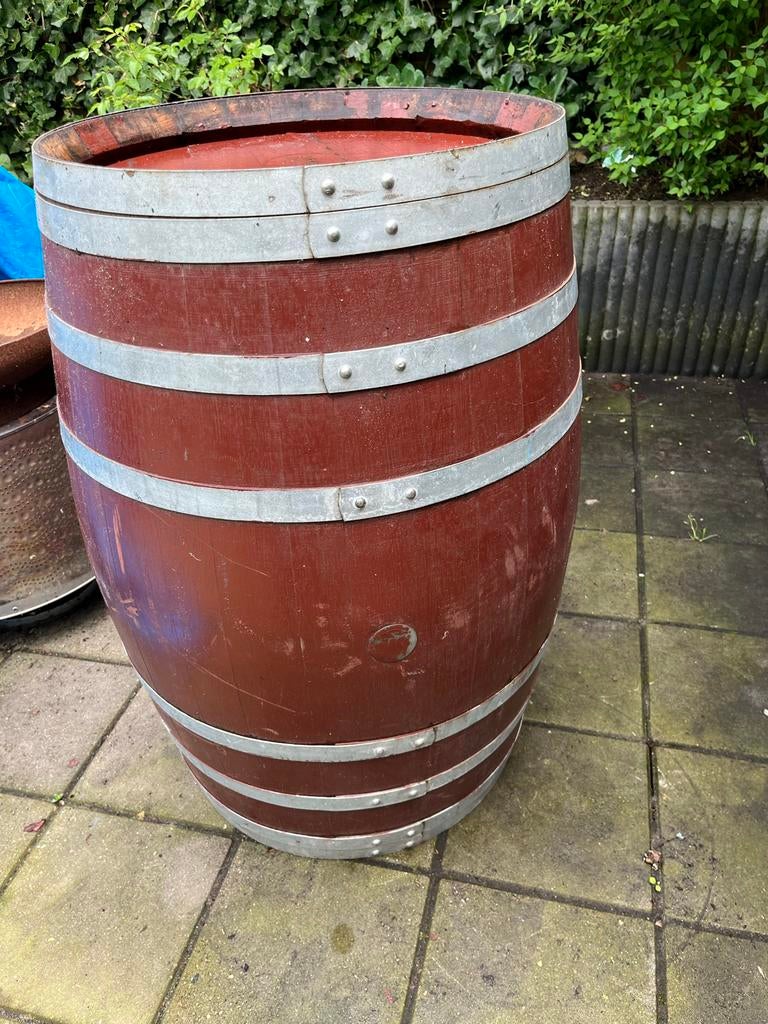 Orgineel Frans wijnvat met tafelblad 90 cm, Ophalen, Rond, 60 tot 100 cm, 30 tot 60 cm