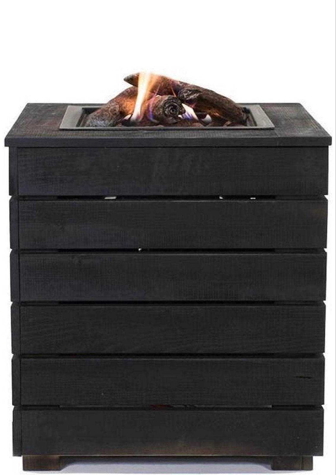 Stijlvolle Vuurtafel / Gashaard Zwart Vurenhout RVS Brander, Tuin en Terras, Vuurtafels, Ophalen, Zo goed als nieuw