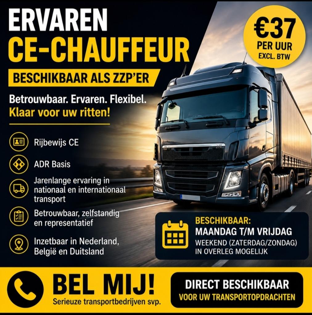 Professionele CE-chauffeur, 33 - 40 uur, Overige vormen