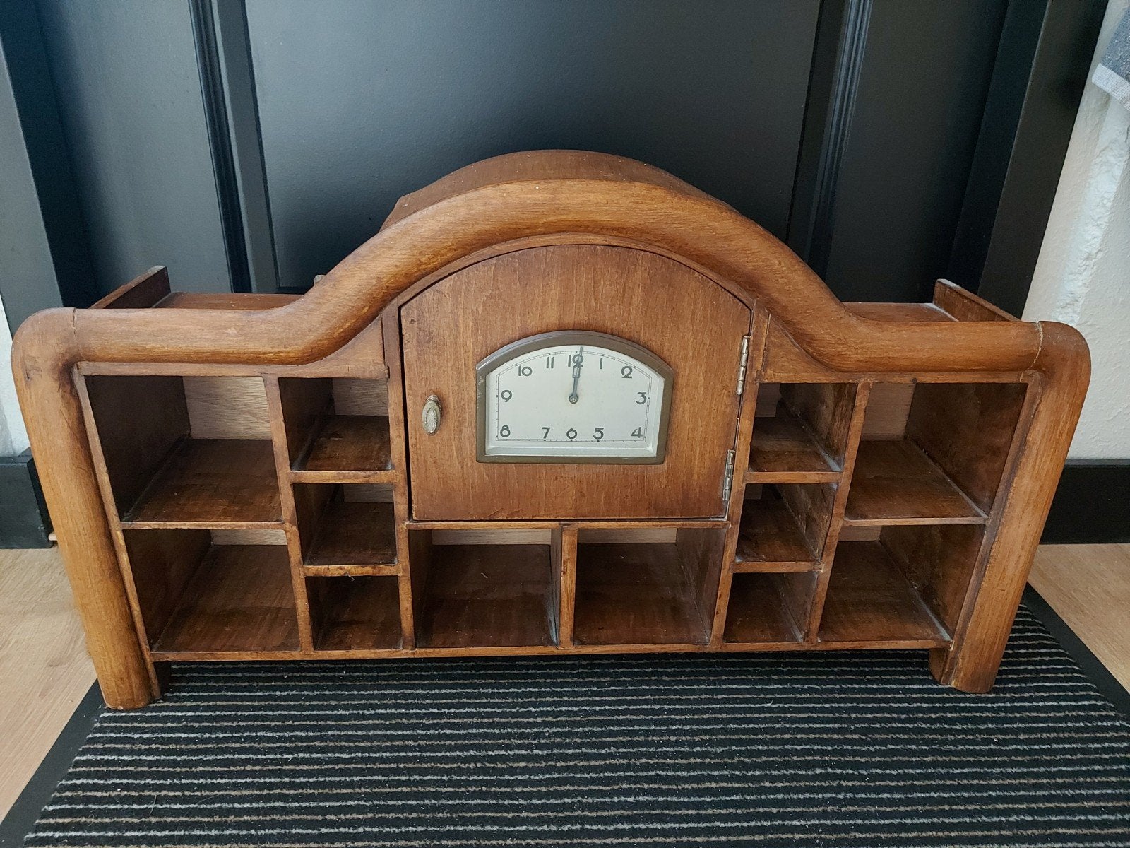 Vintage kruidenrek met klok en potjes, Ophalen