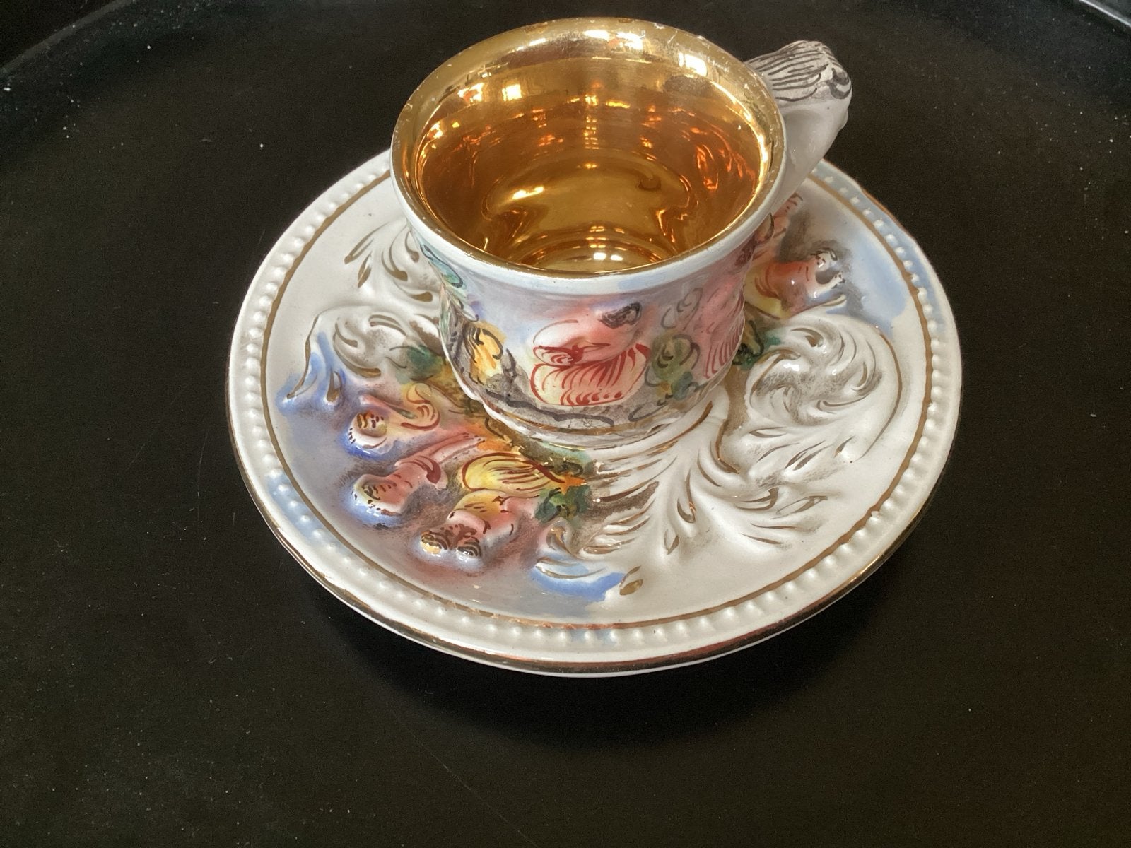Antieke Capodimonte Espresso Kop en Schotel - Italië, Antiek en Kunst, Ophalen of Verzenden
