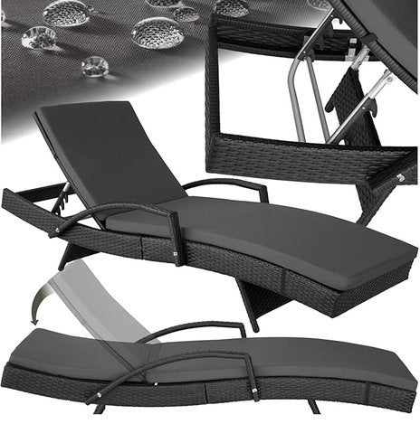 Tuinligstoel, tectake Polyrattan Aluminium ligstoel, Ophalen, Gebruikt, Aluminium, Verstelbaar