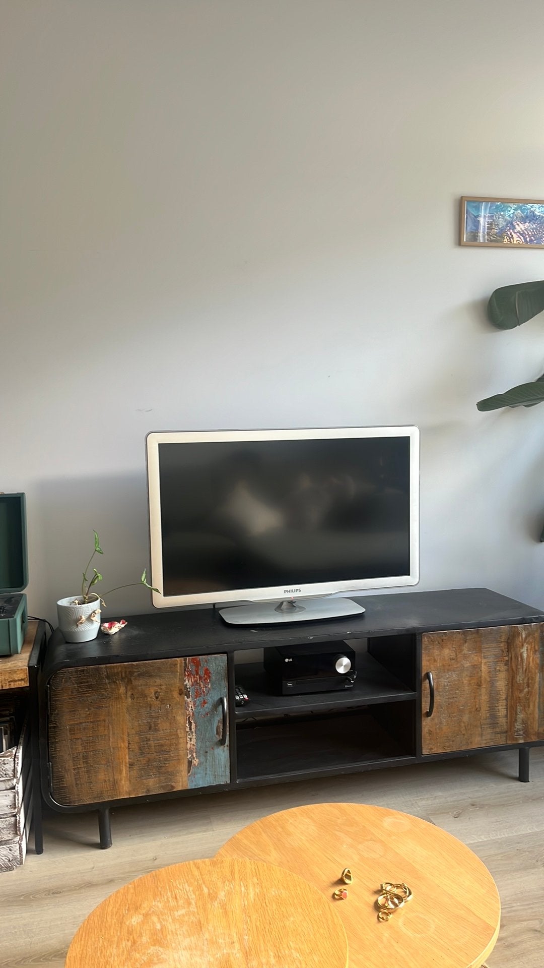 Tv-meubel industrieel, Huis en Inrichting, Kasten | Televisiemeubels, Ophalen, 150 tot 200 cm, Zo goed als nieuw, Minder dan 100 cm