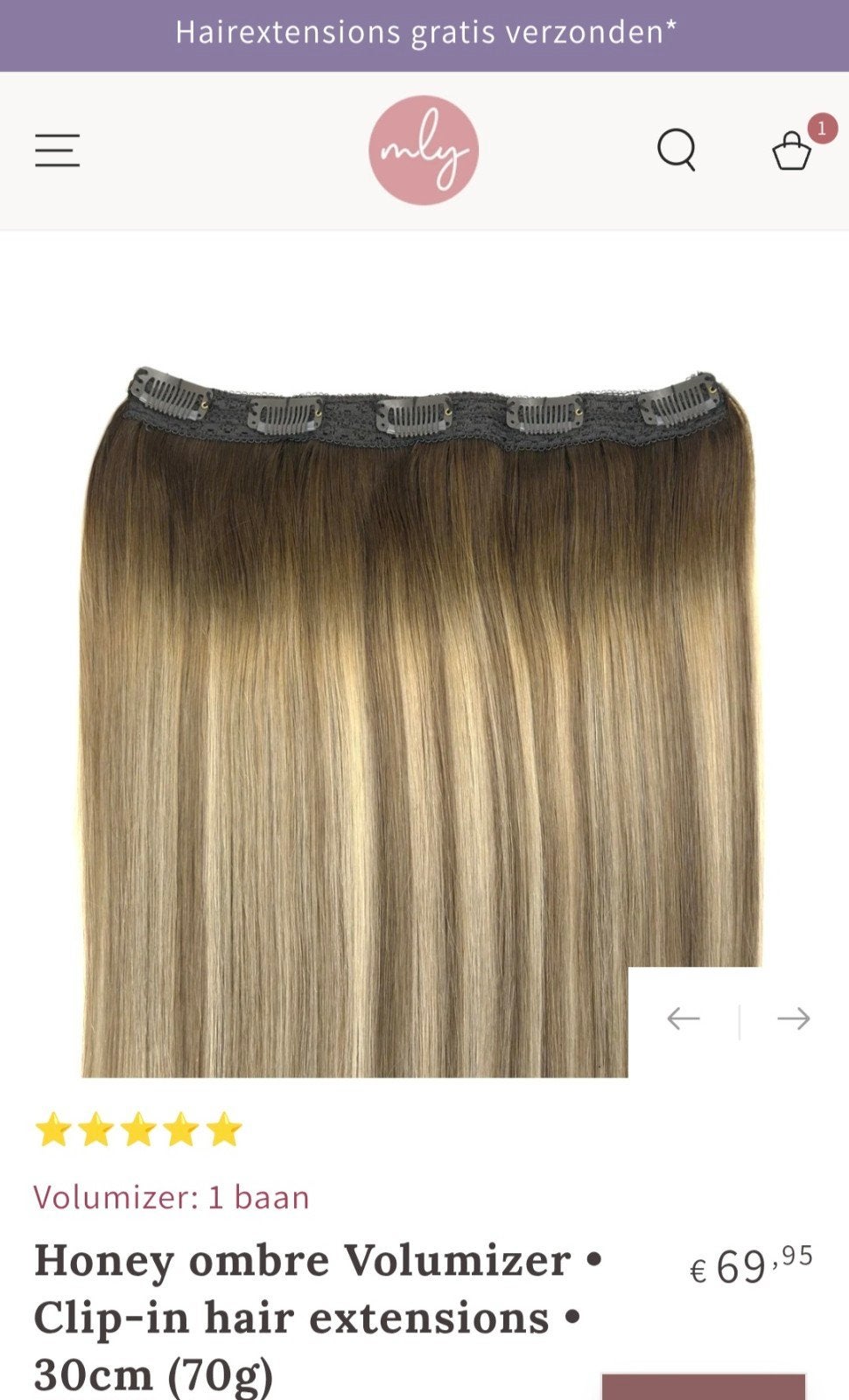 hair extension "honey ombre" van MLY, Ophalen of Verzenden, Nieuw, Pruik of Haarverlenging