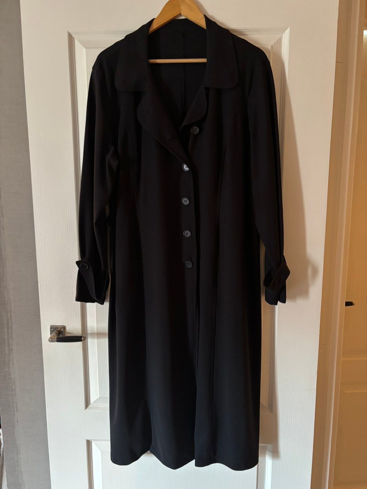 Plus basics trenchcoat zwart maat 50, Kleding | Dames, Verzenden, Zo goed als nieuw, Zwart, Jas of Mantel