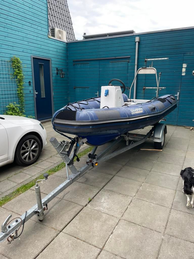 Duarry Rib met trailer ex politieboot, Watersport en Boten, Open zeilboten, Ophalen, Zo goed als nieuw, Overige brandstoffen, Polyester