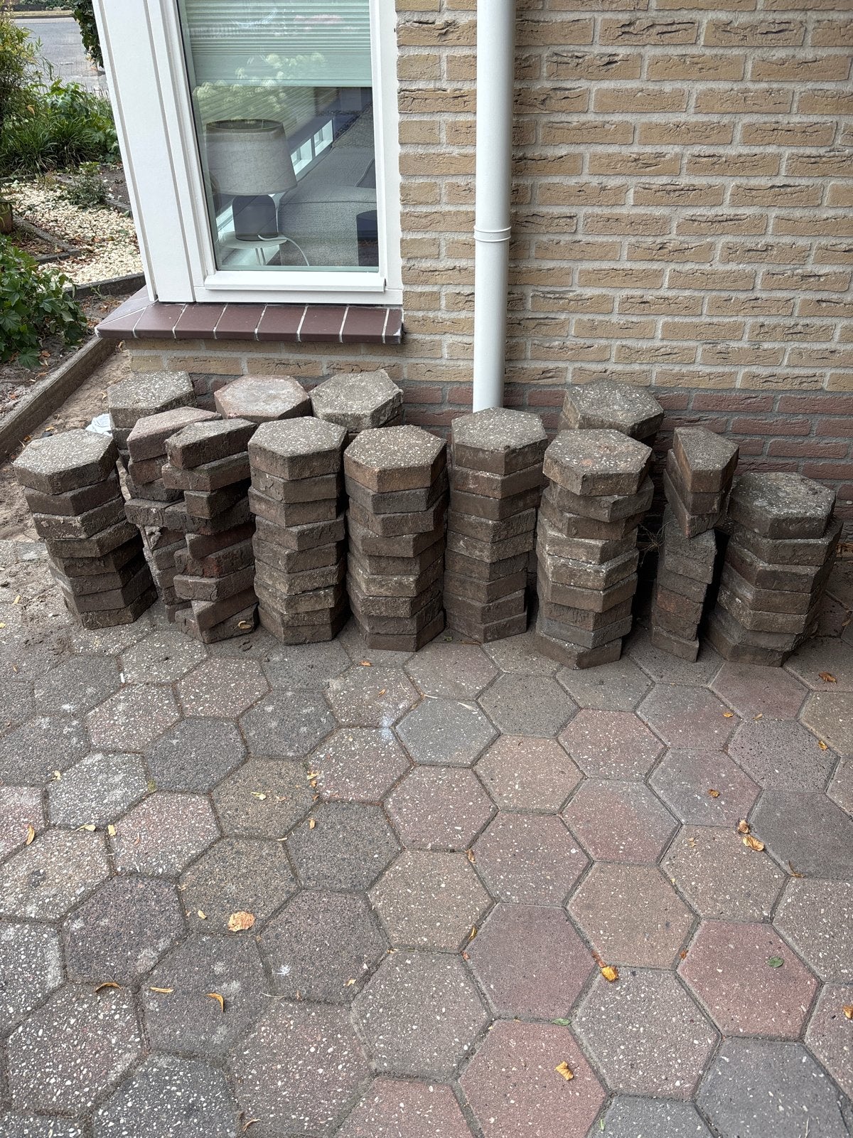 Zeshoekige terrastegels - Grijs, gebruikt, Ophalen, Overige materialen, Gebruikt, 20 tot 40 cm