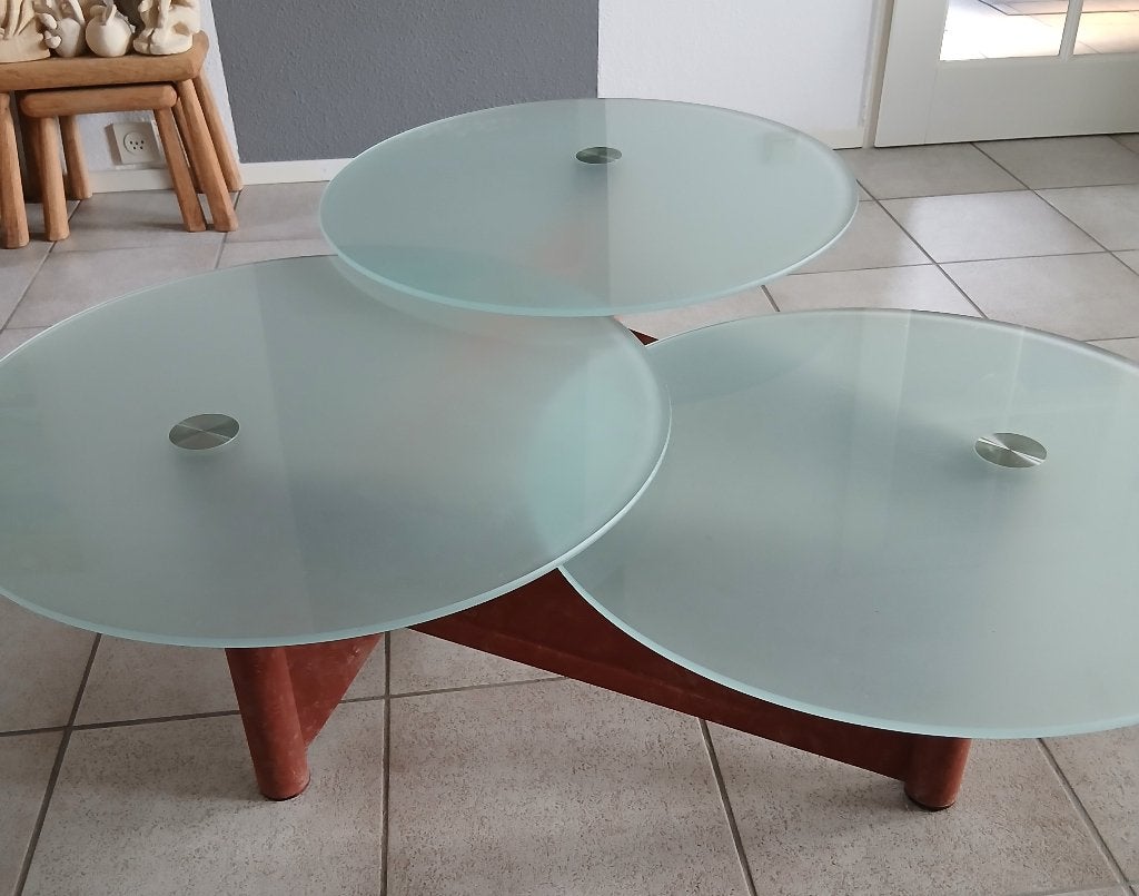 salontafel 3 verstelbare delen, Ophalen, Gebruikt, Rond, Glas