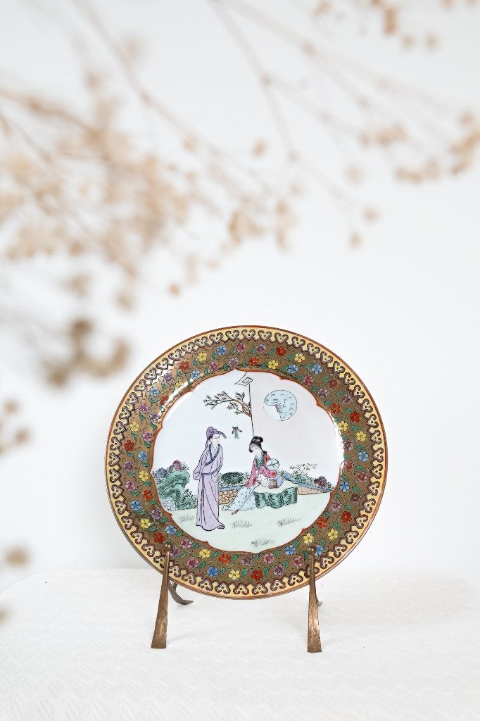 Vintage chinees bord wandbord family rose, Antiek en Kunst, Ophalen of Verzenden