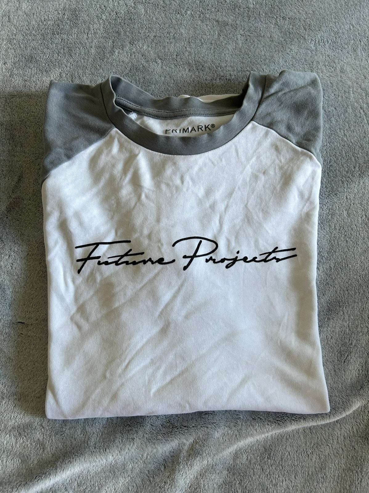 Primark T-shirt XL - Wit met grijze mouwen, Ophalen of Verzenden, Gedragen, Maat 56/58 (XL), Wit