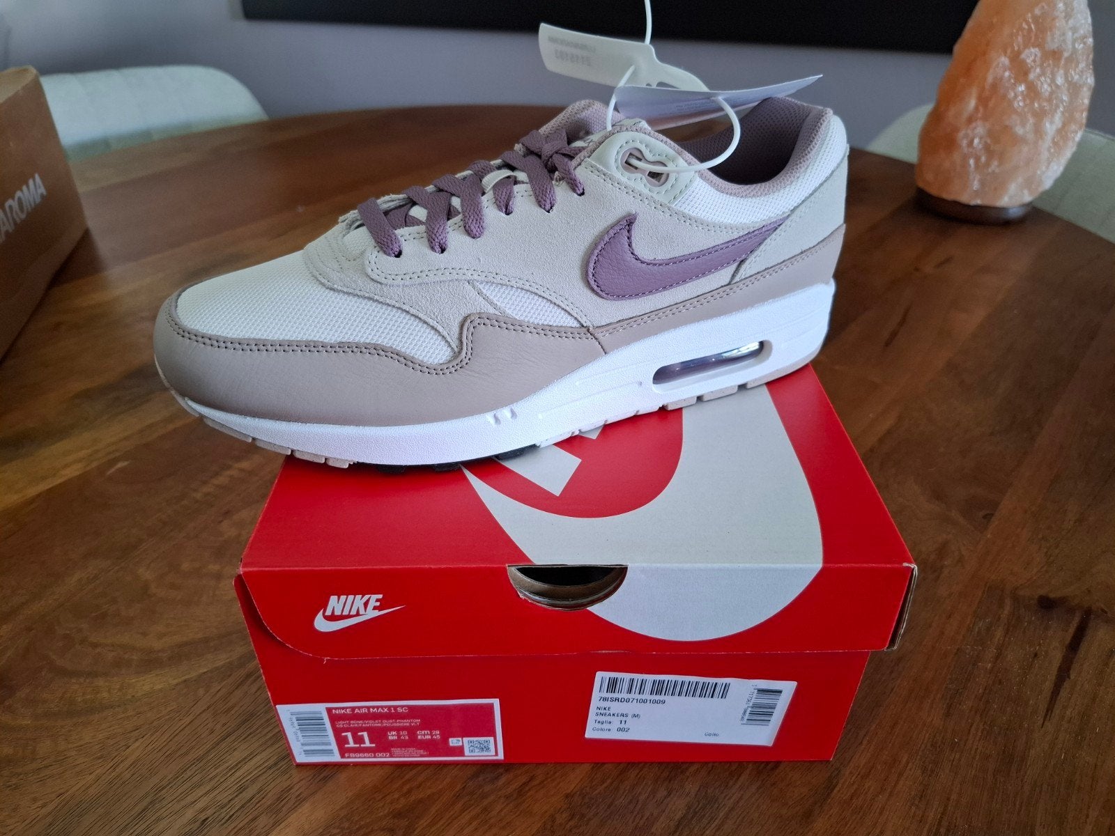 Nike air max 1 87 light bone violer dus phantom 45 11 ds 160, Kleding | Heren, Schoenen, Ophalen of Verzenden, Nieuw, Wit