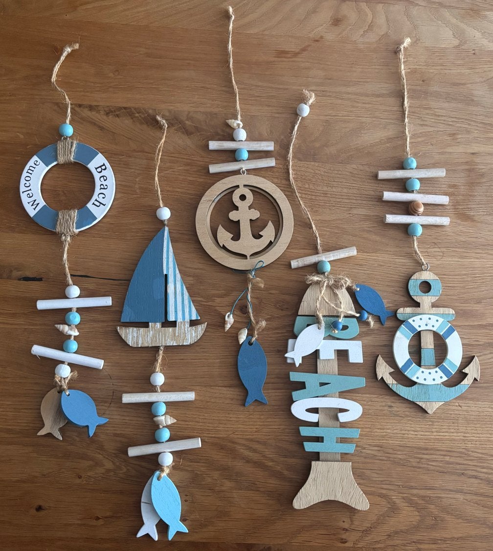 Decoratieve houten hangers in maritieme stijl, Huis en Inrichting, Woonaccessoires | Overige, Ophalen, Hout, Meerkleurig, Landelijk