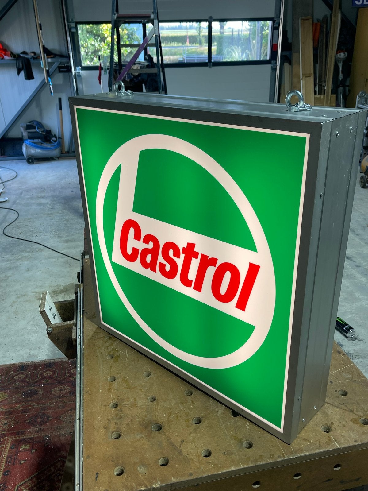 Castrol Lichtbak - Reclamebord Oliebedrijf, Ophalen of Verzenden, Gebruikt, Lichtbak of (neon) lamp