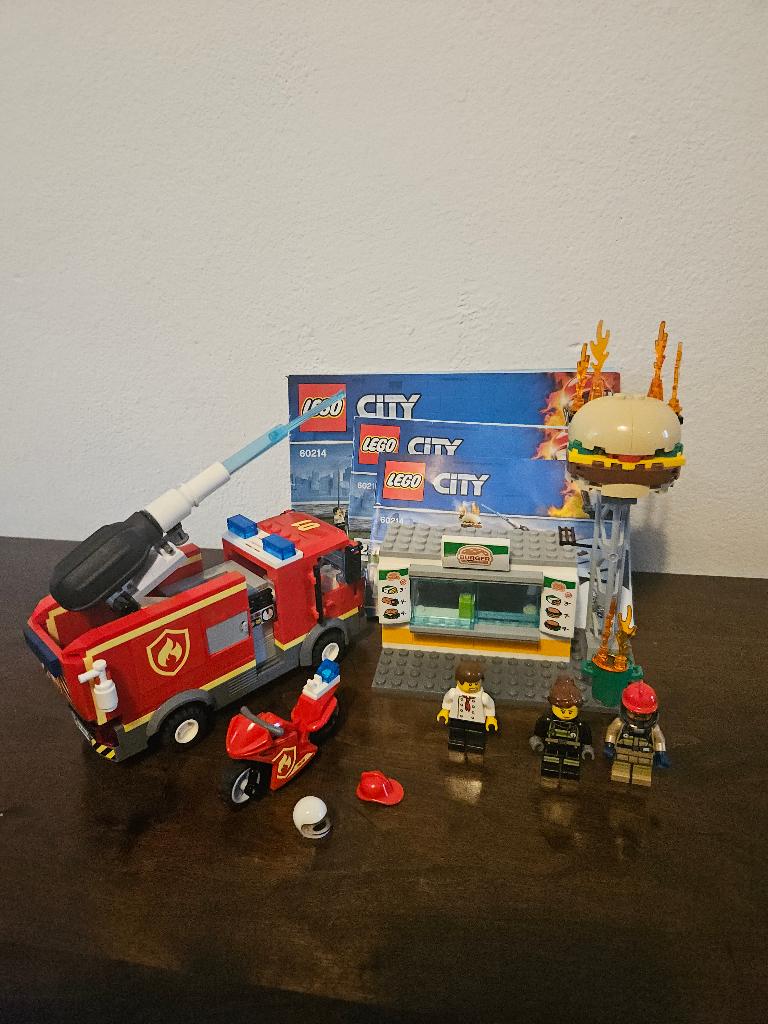 Lego City - Snackbar brand met brandweerwagen - 60214, Ophalen, Compleet, City, Lego