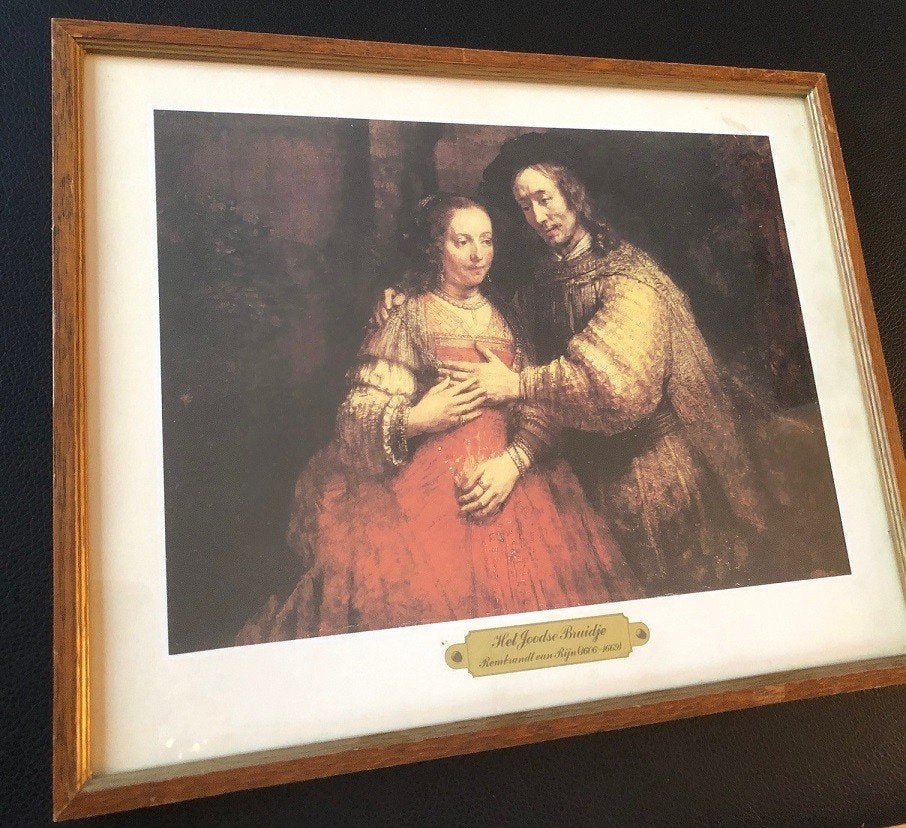 Antiek schilderij - Het Joodse bruidje - Rembrandt van Rijn, Verzenden, Klassiek, Portret of Personen
