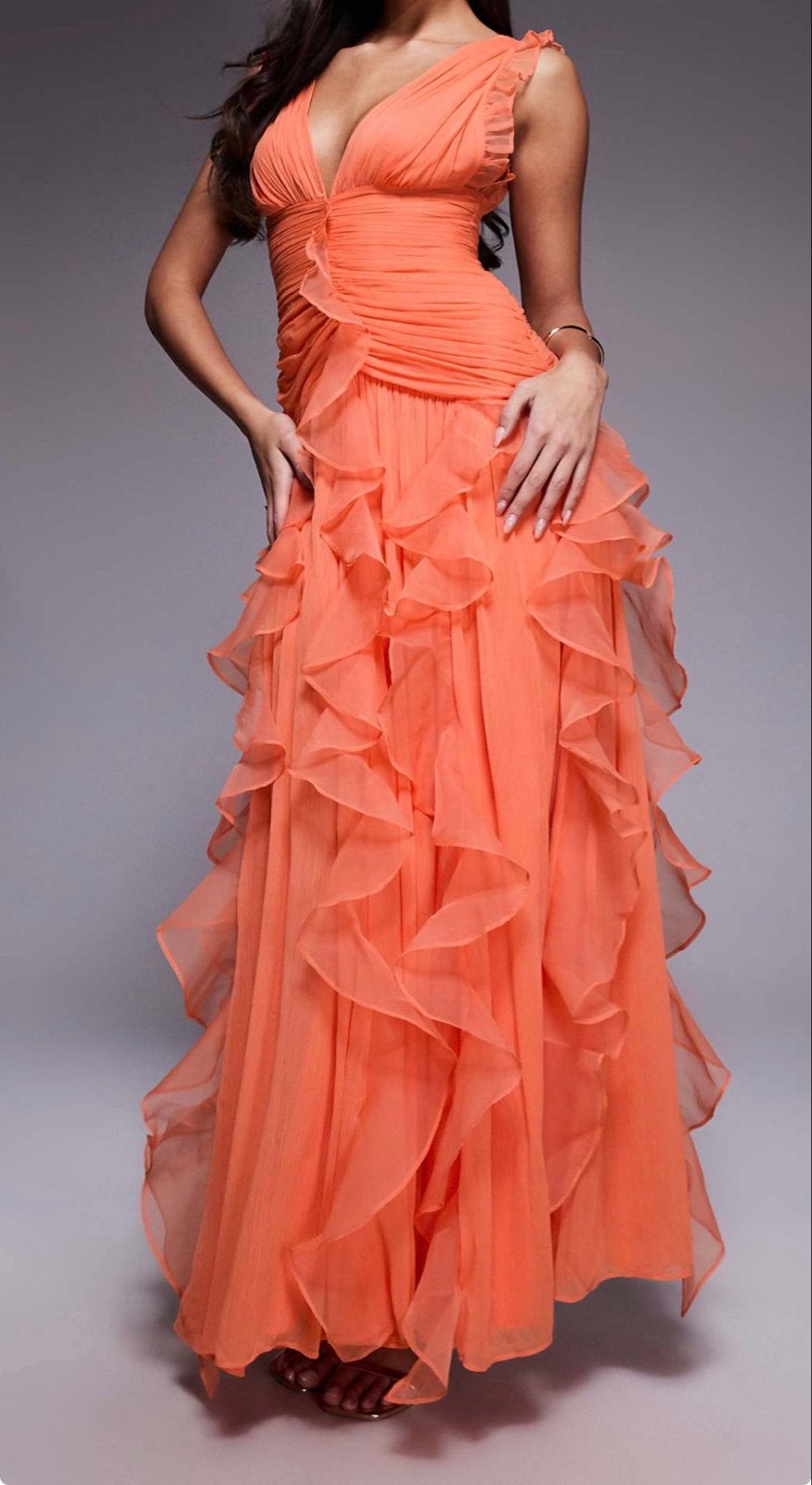 Oranje Feestjurk Maat 42 - Zo goed als nieuw, Kleding | Dames, Jurken, Ophalen, Maat 42/44 (L), Oranje, Zo goed als nieuw