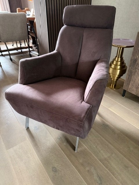 Fauteuil , Alcantara kleur Bruin, Ophalen, Minder dan 75 cm, Zo goed als nieuw, Metaal