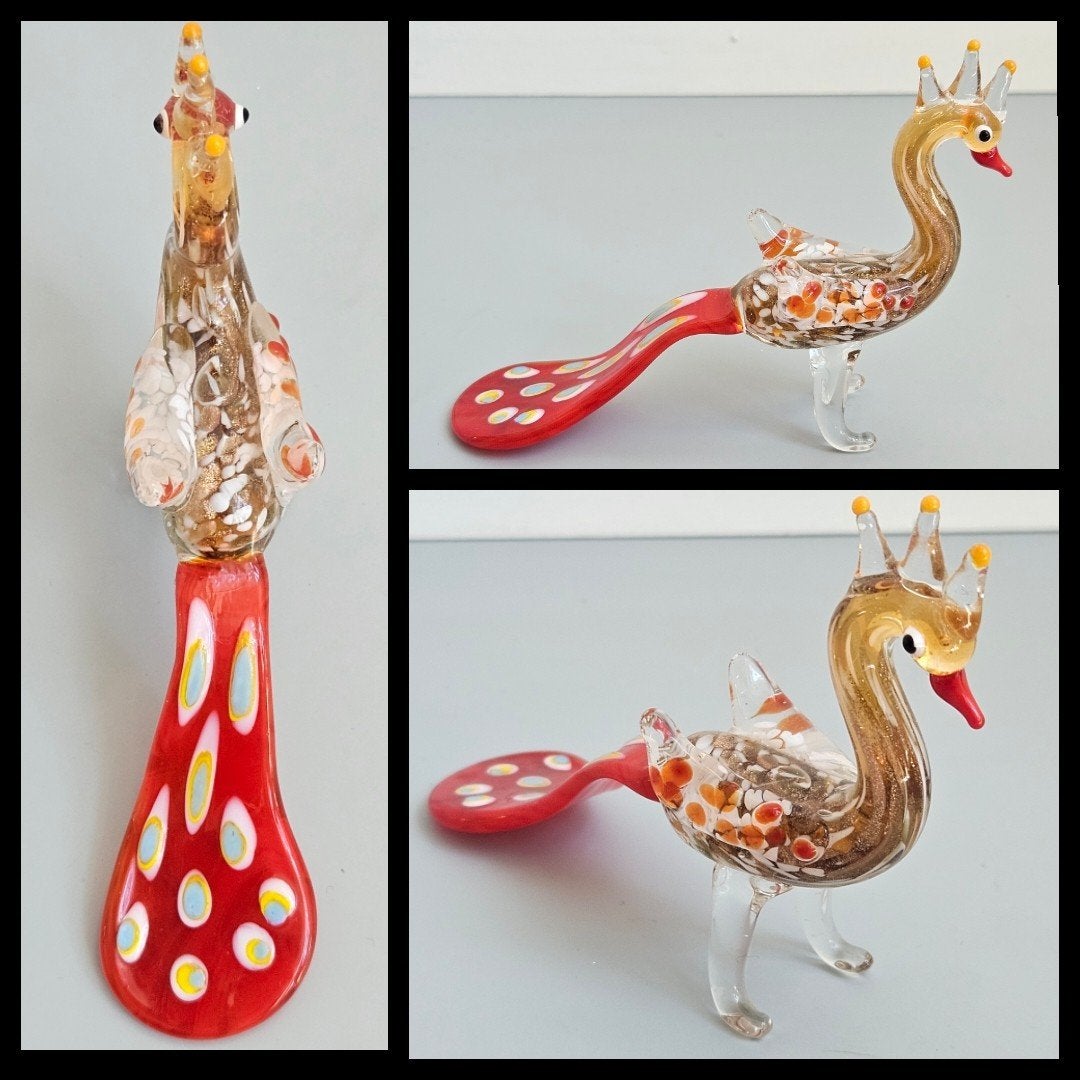 Murano stijl glazen sculptuur van een Pauw,  puntgaaf, Antiek en Kunst, Ophalen of Verzenden