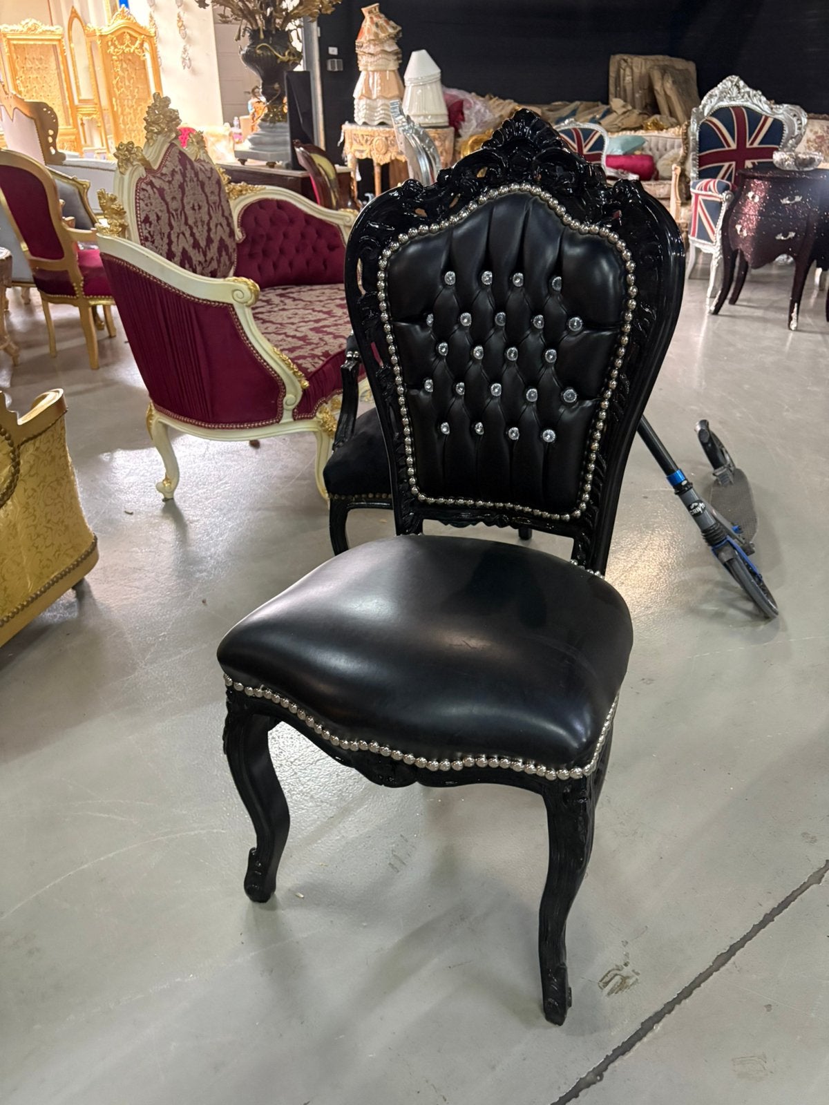 Zwart barok stoel kristal, Ophalen of Verzenden
