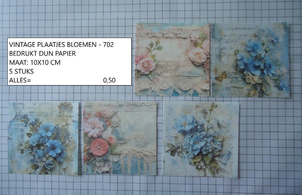 vintage plaatjes 10x10 cm bloemen 702 ( alleen verzenden, Ophalen, Nieuw, Overige thema's, Knipvel