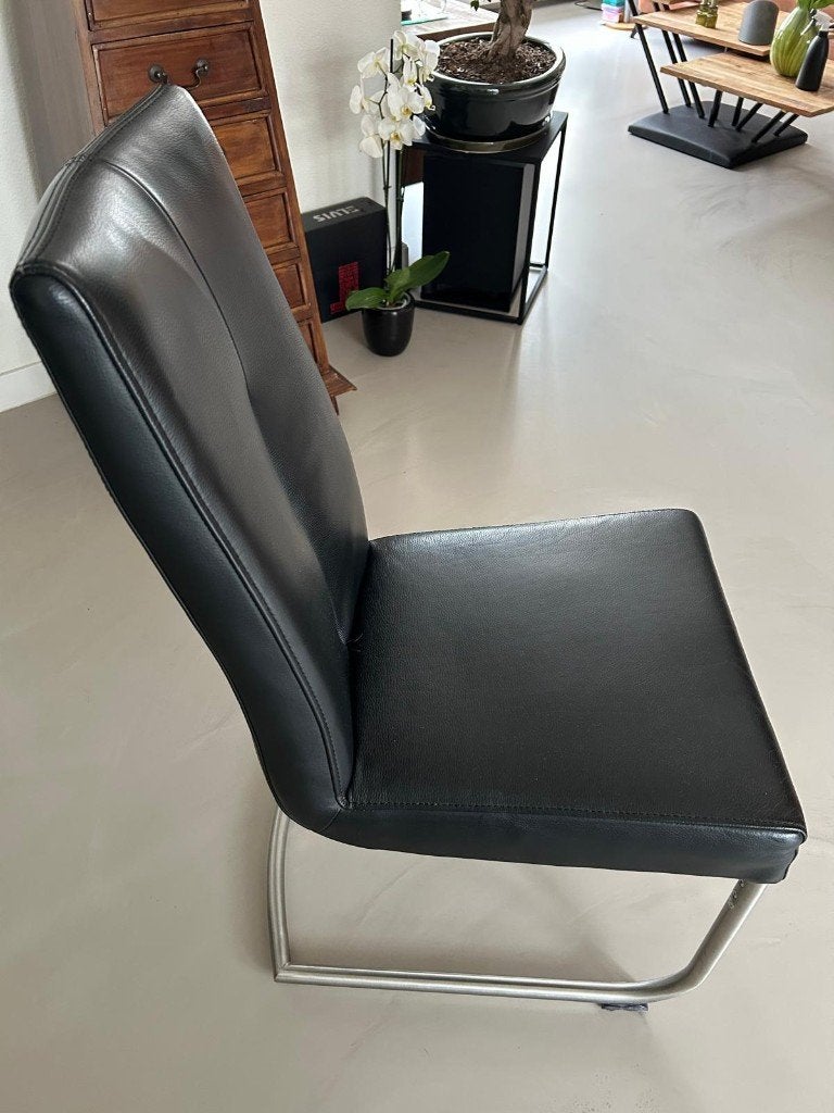 Te koop : 6 zwart leren eetkamer stoelen., Ophalen, Zwart, Zo goed als nieuw, Vijf, Zes of meer stoelen