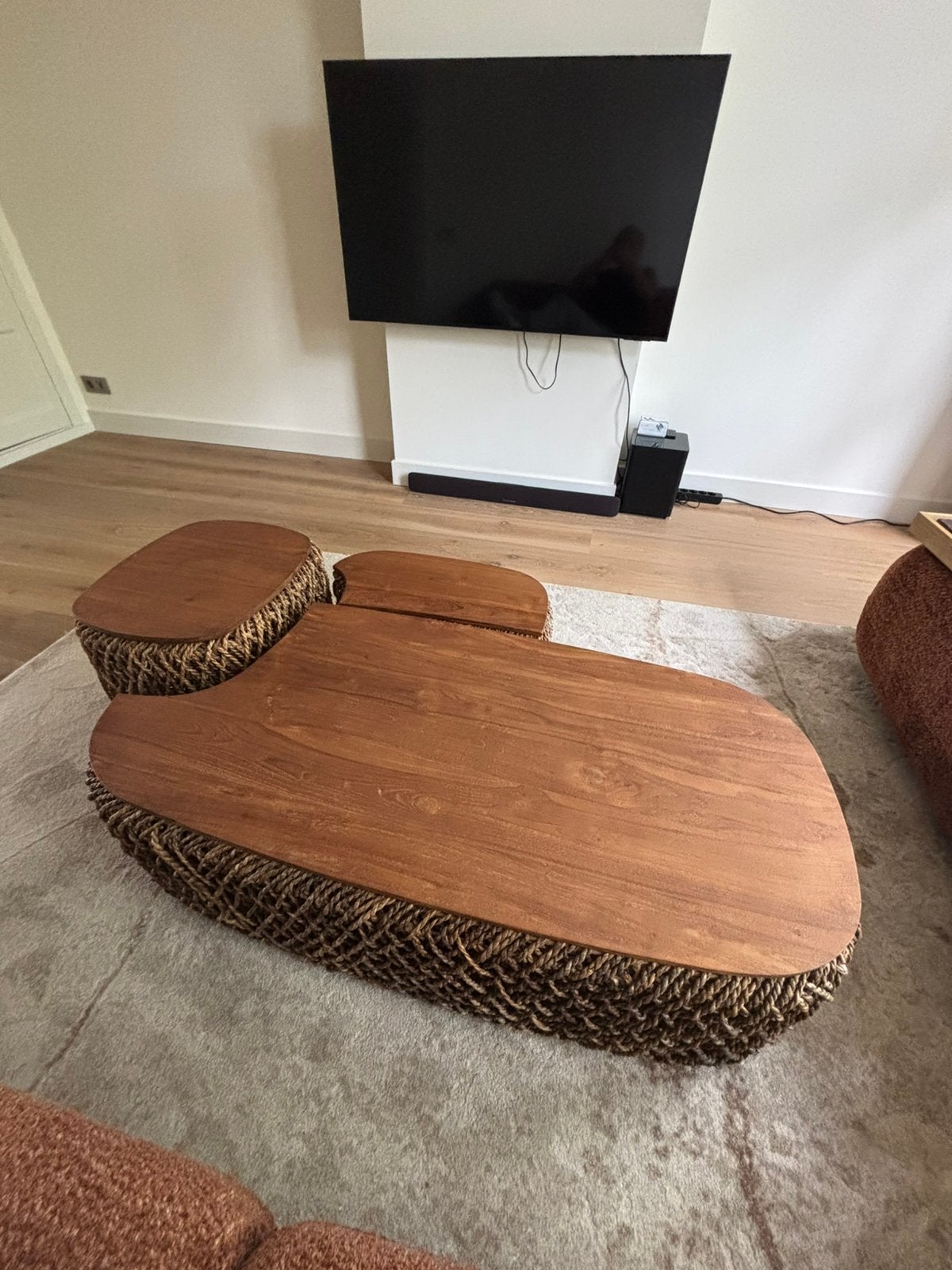 D-Bodhi salontafel + design plafondlamp – unieke set, Ophalen of Verzenden, Zo goed als nieuw