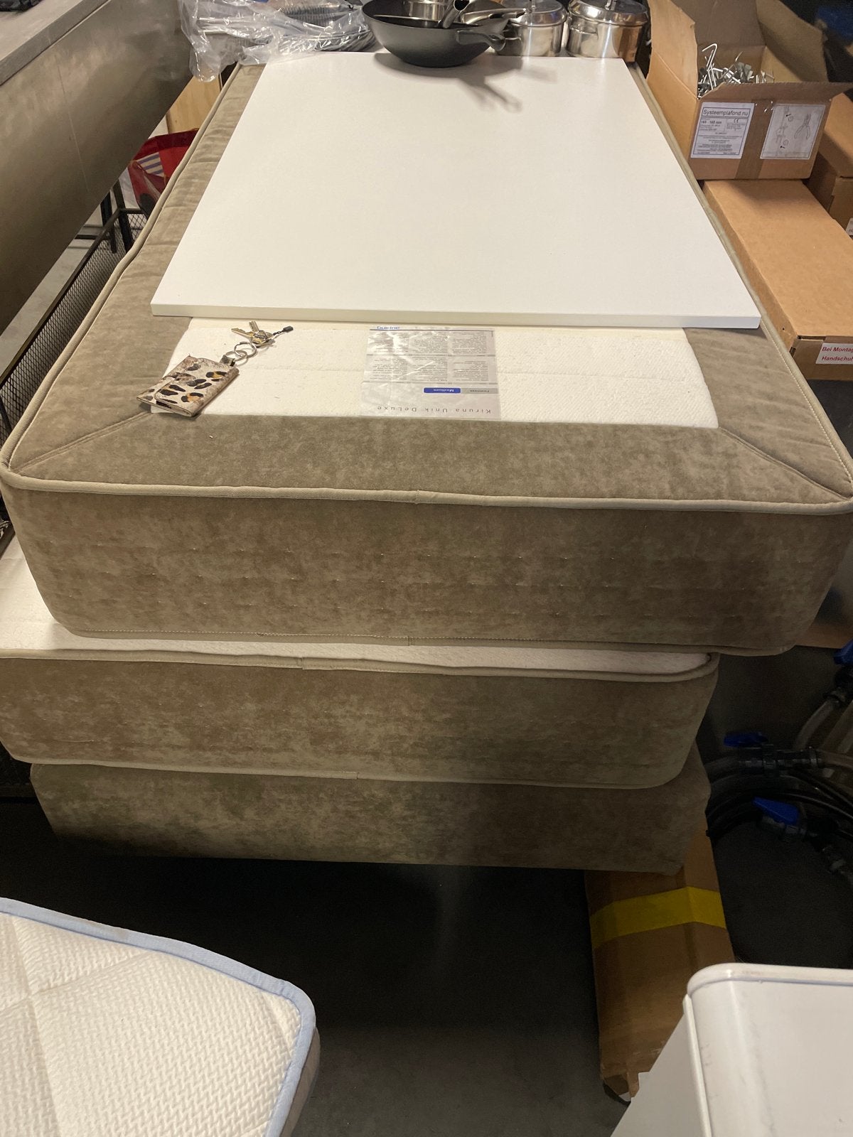 Auping boxspring 2 x 90/2.00 - splittopper Gazella Comfort I, Ophalen, 90 cm, Eenpersoons, Beige
