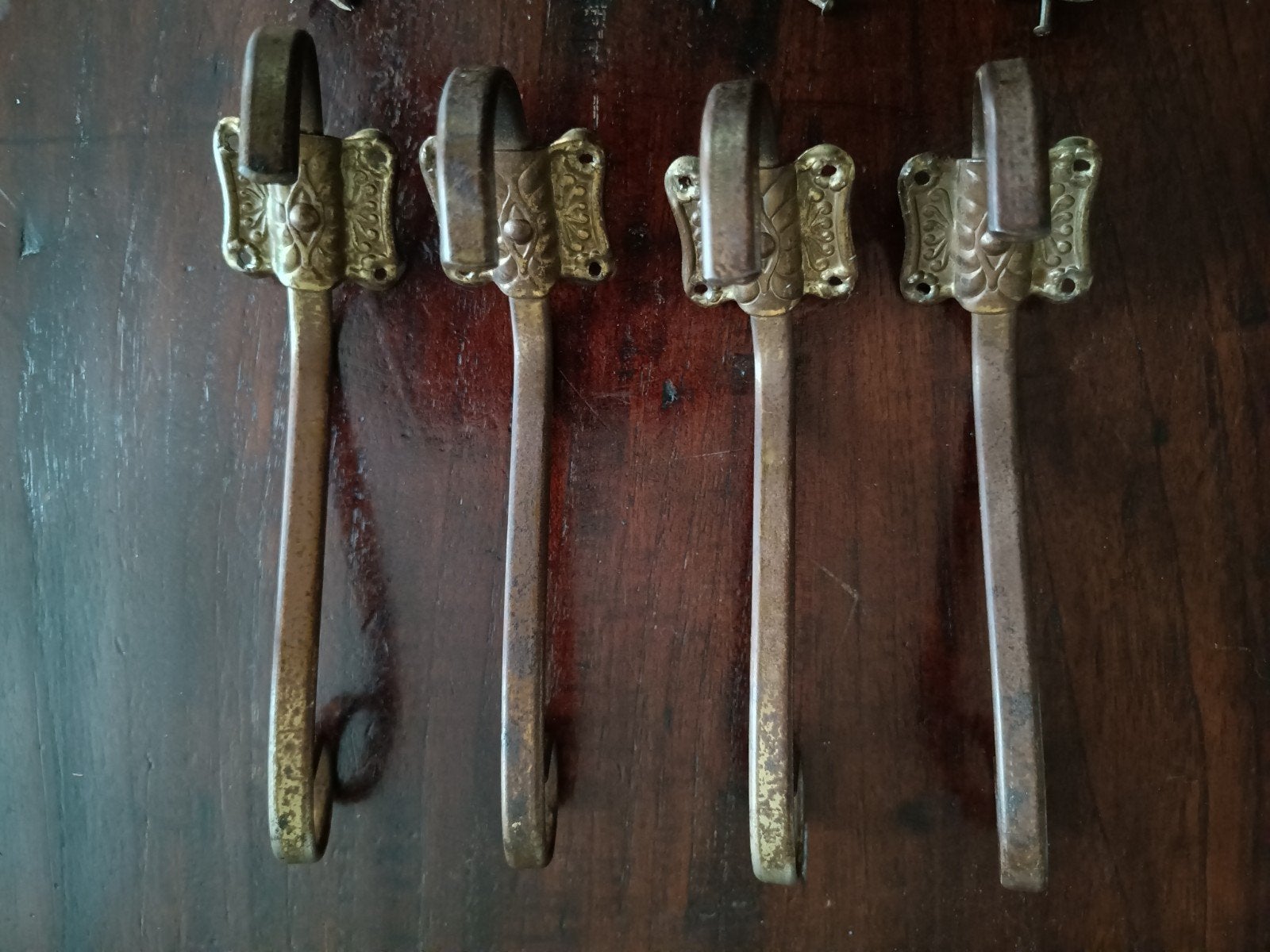 Set van 4 antieke Art Deco kapstokhaken, Ophalen of Verzenden